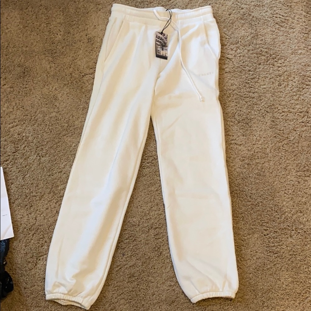 white sweatpants